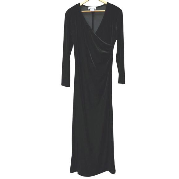 Dressbarn Vtg Y2K Whimsigoth Goth Witchy Vamp Black Velvet Maxi Dress Womens 16 - Picture 1 of 9